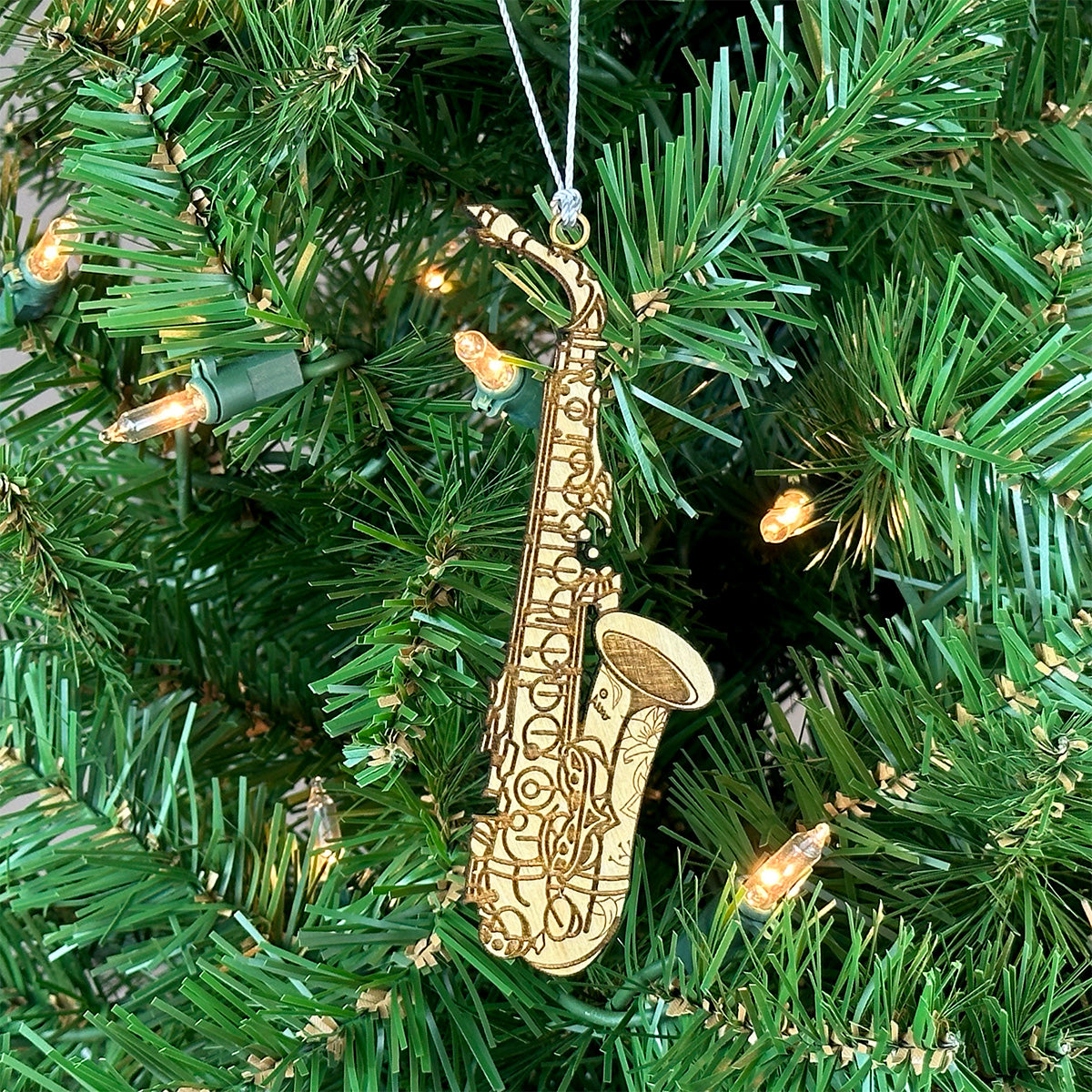 Saxophone (Alto) Engraved Wood Ornament