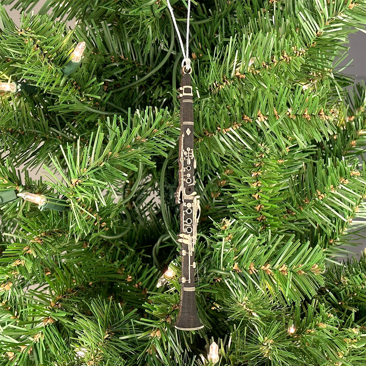Clarinet Engraved Wood Ornament