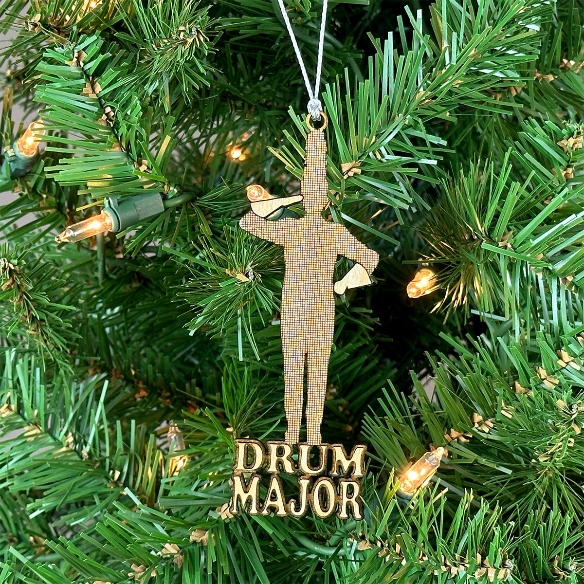 Drum Major (Salute) Engraved Wood Ornament