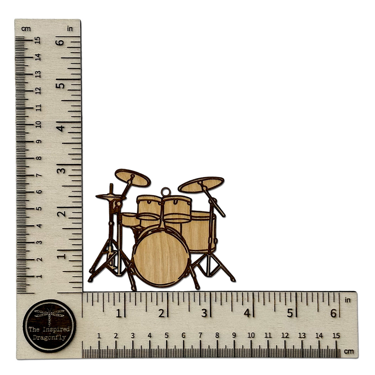 Drum Set Engraved Wood Ornament