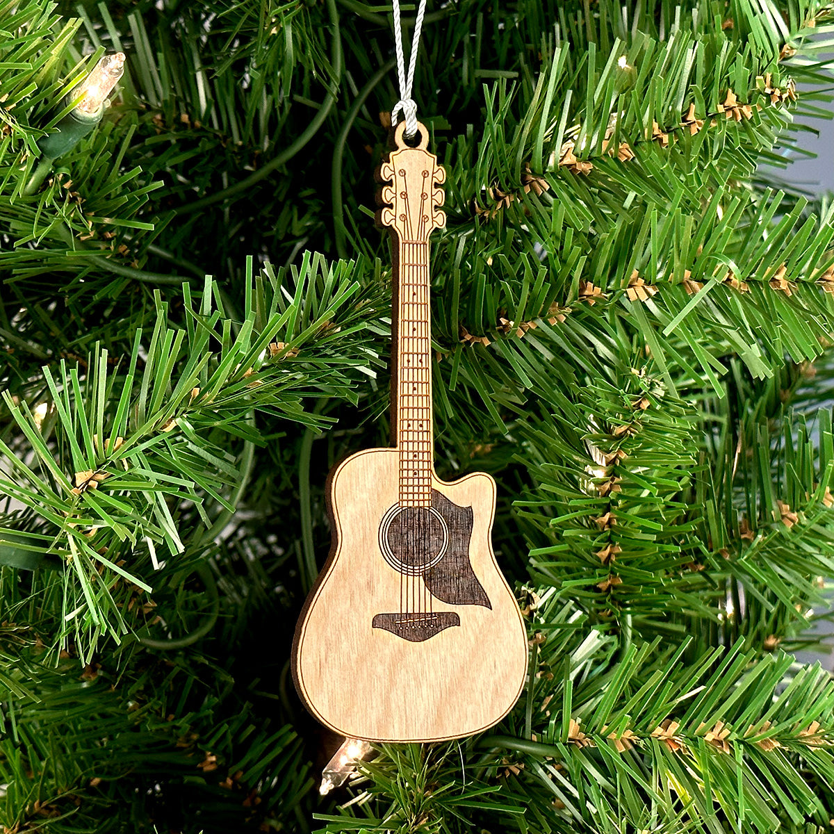 Acoustic Guitar 2 Engraved Wood Ornament