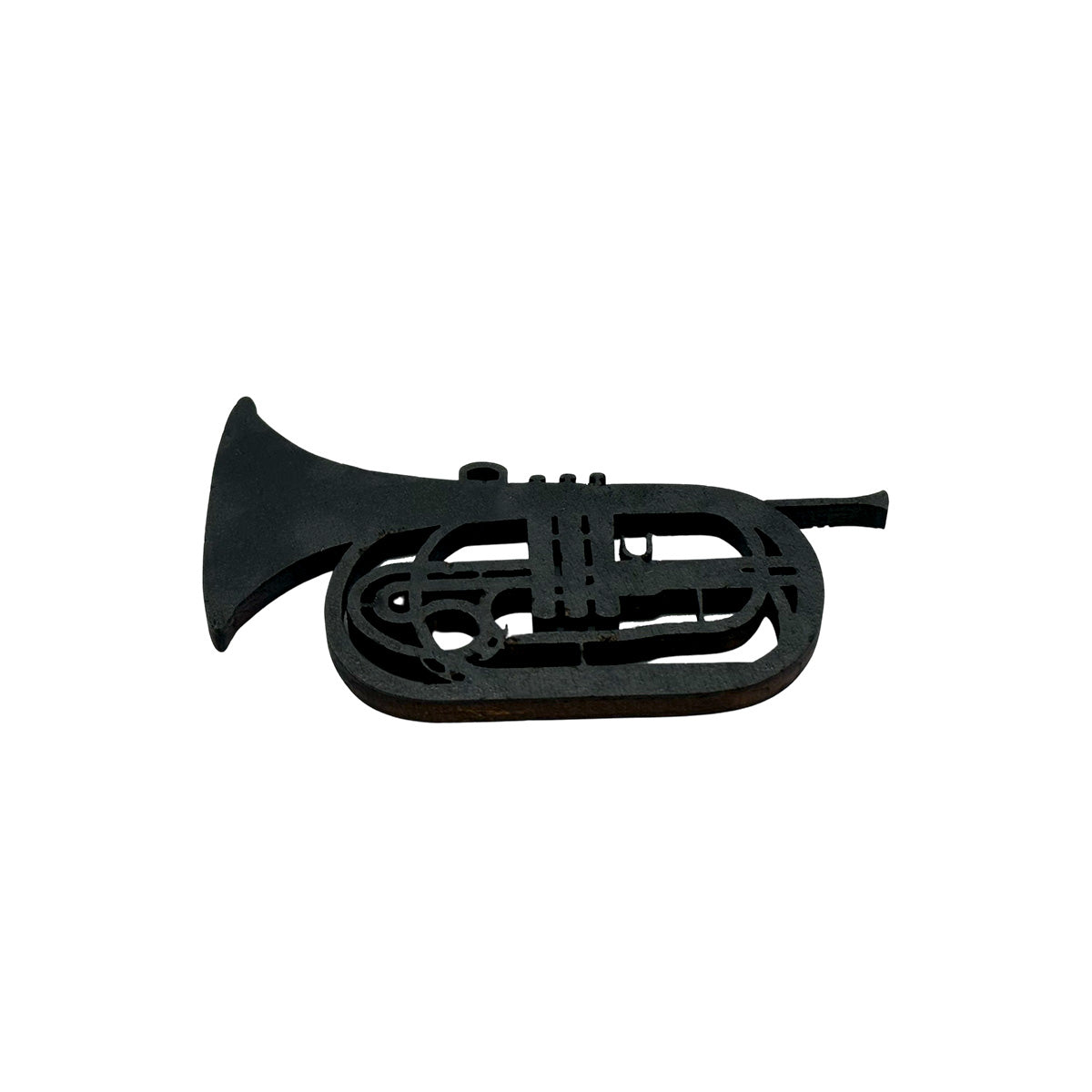 Marching French Horn Engraved Wood Ornament