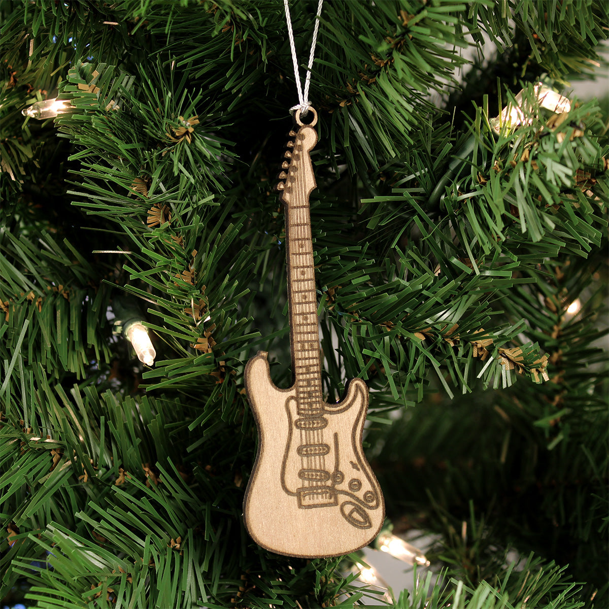 Electric Guitar Engraved Wood Ornament