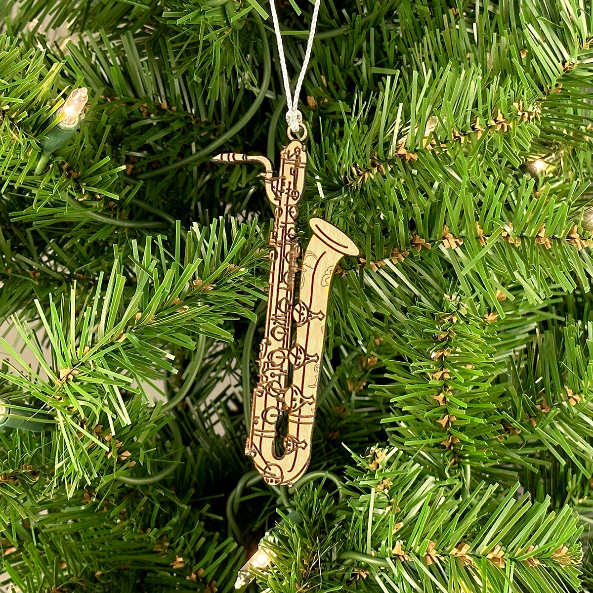 Saxophone (Baritone) Engraved Wood Ornament