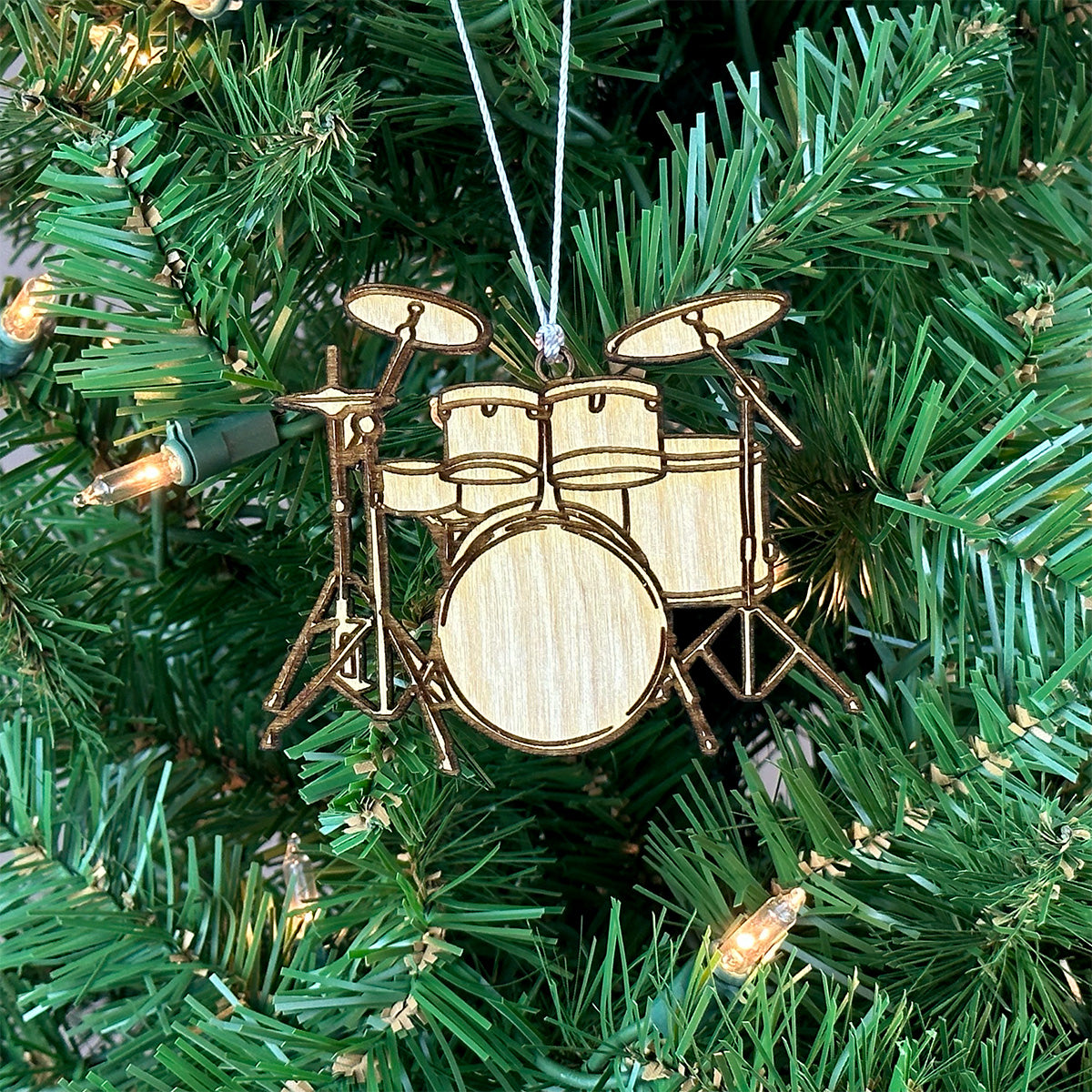 Drum Set Engraved Wood Ornament