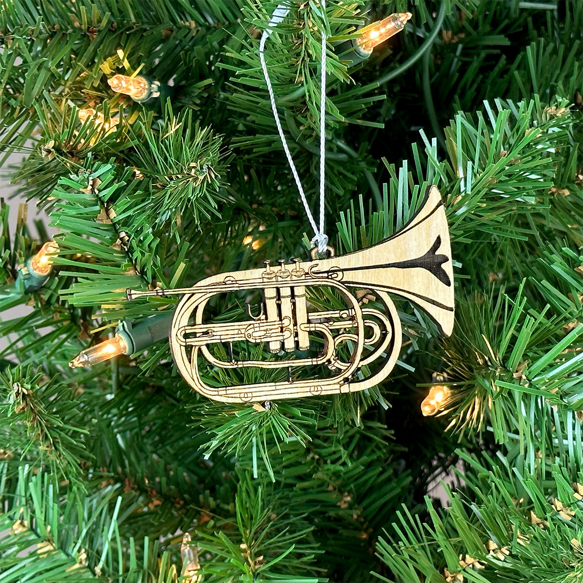 French Horn (Marching) Engraved Wood Ornament