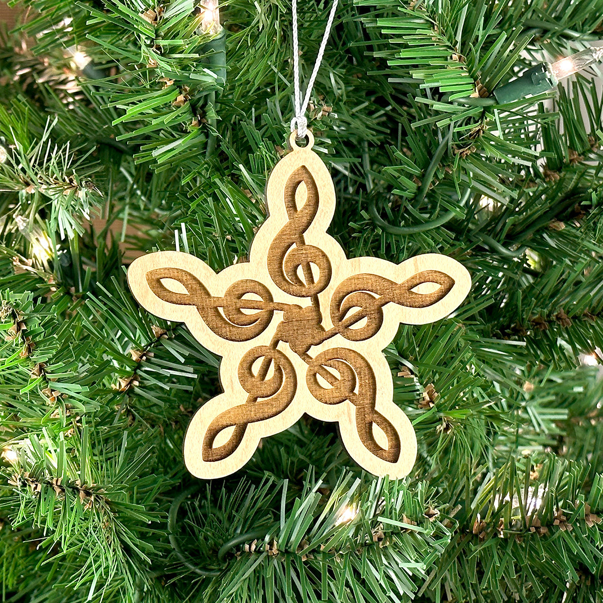 "Note Flakes" #10 Engraved Wood Ornament