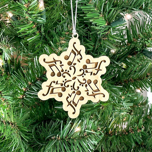 "Note Flakes" #11 Engraved Wood Ornament