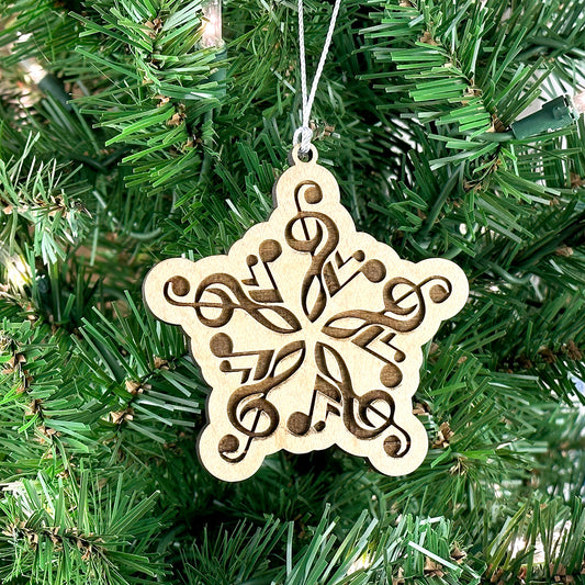 "Note Flakes" #1 Engraved Wood Ornament