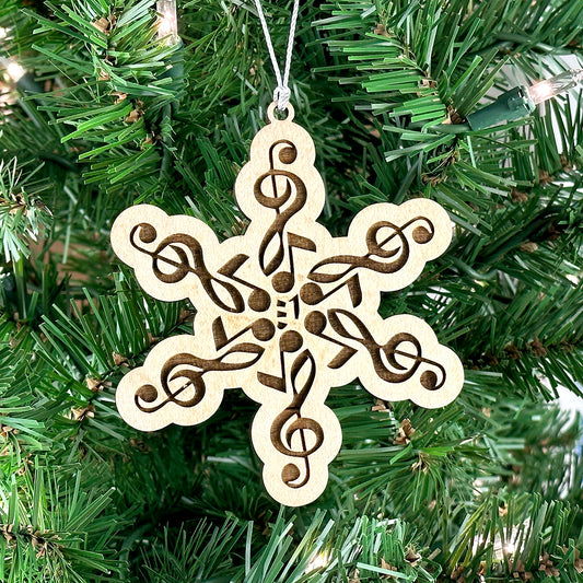 "Note Flakes" #3 Engraved Wood Ornament
