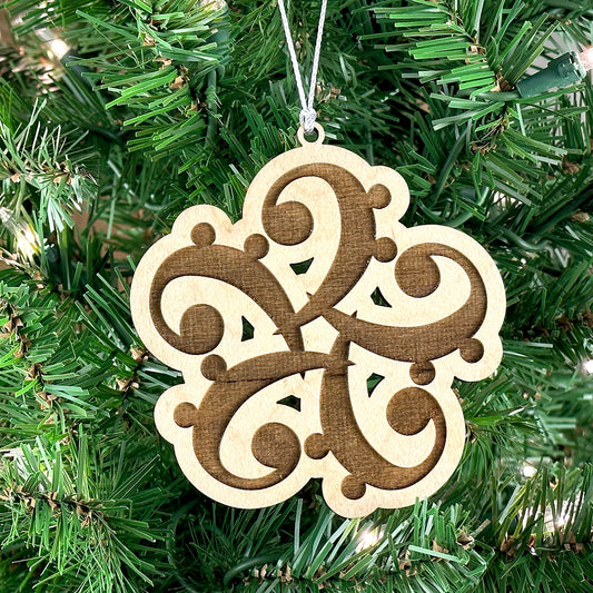 "Note Flakes" #4 Engraved Wood Ornament