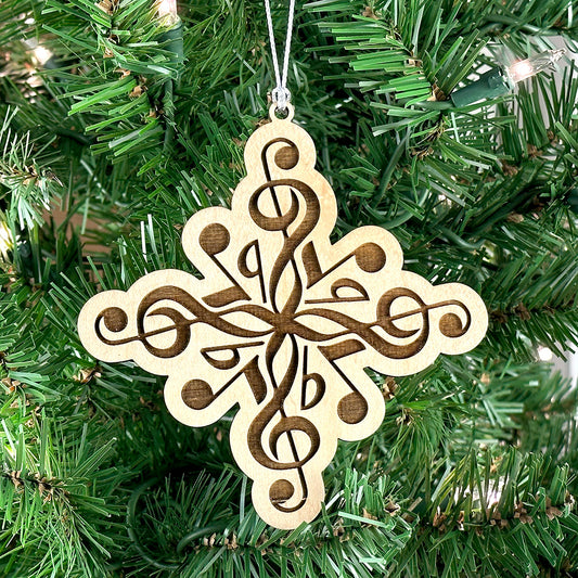 "Note Flakes" #5 Engraved Wood Ornament