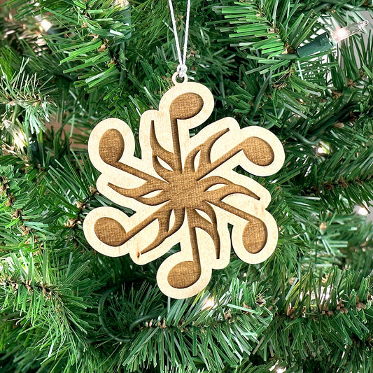 "Note Flakes" #7 Engraved Wood Ornament