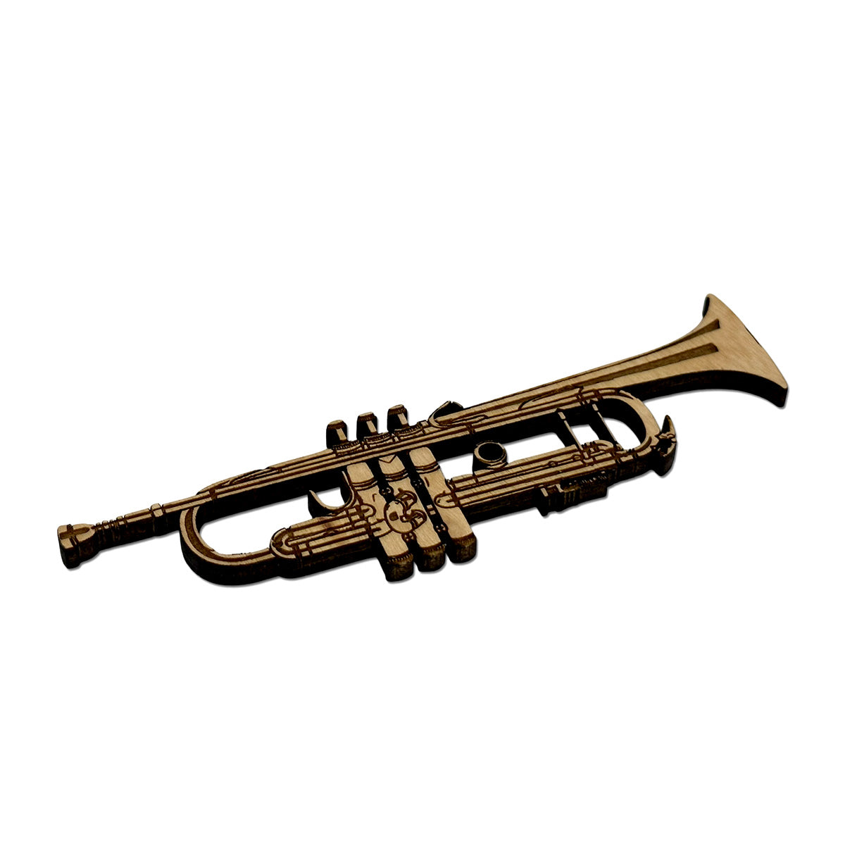 Trumpet Engraved Wood Ornament