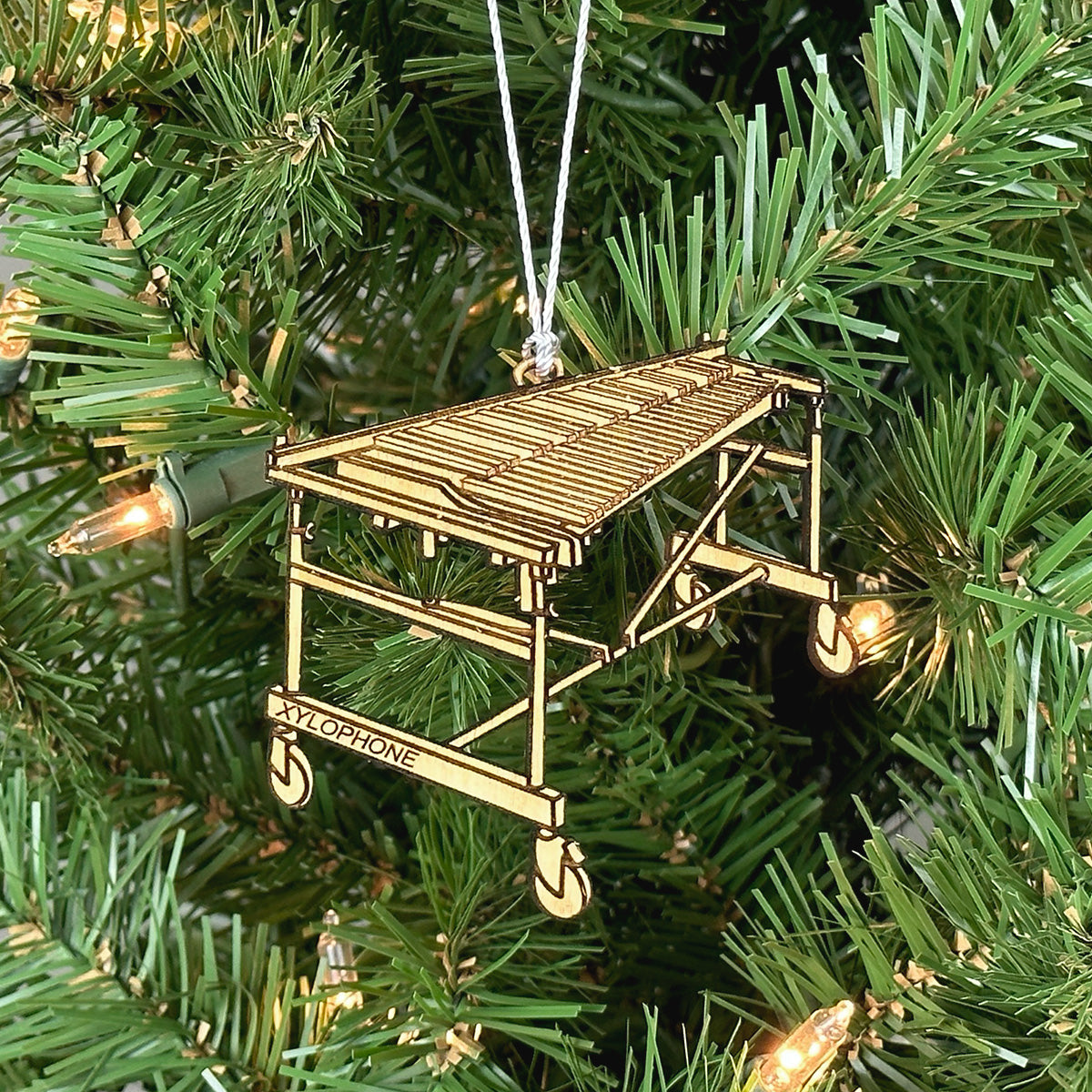 Xylophone Engraved Wood Ornament