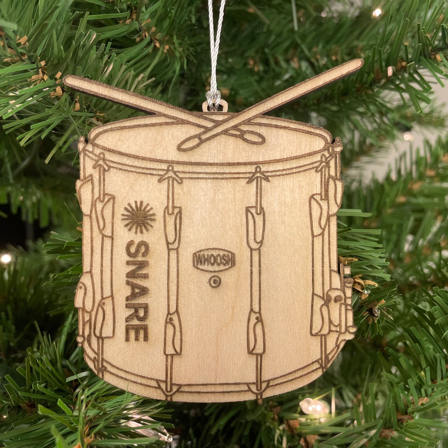 Snare Drum Engraved Wood Ornament