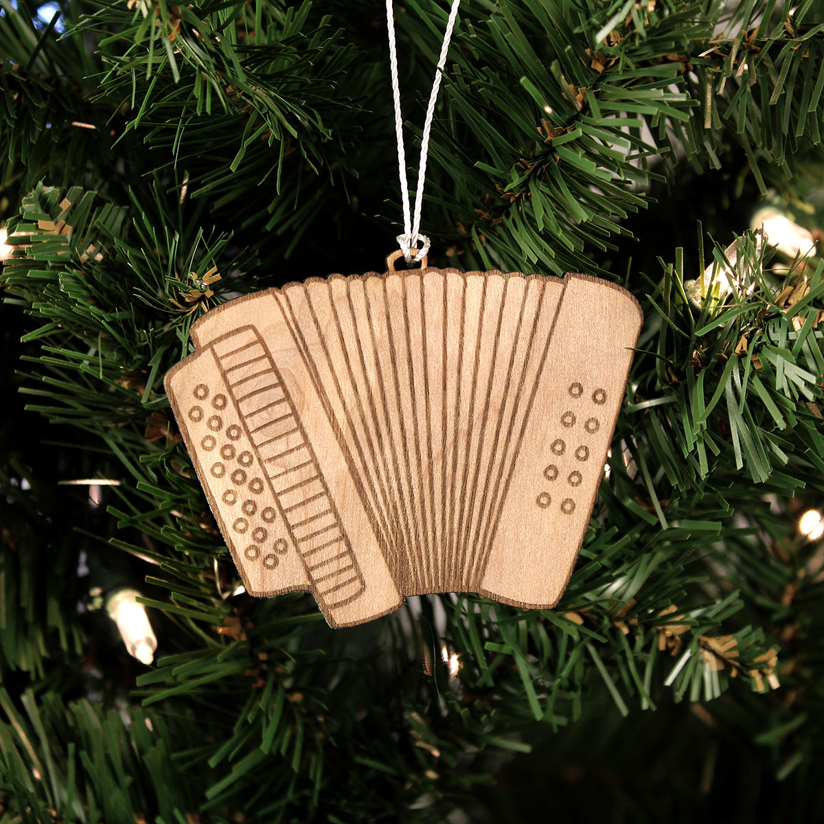 Accordion Engraved Wood Ornament