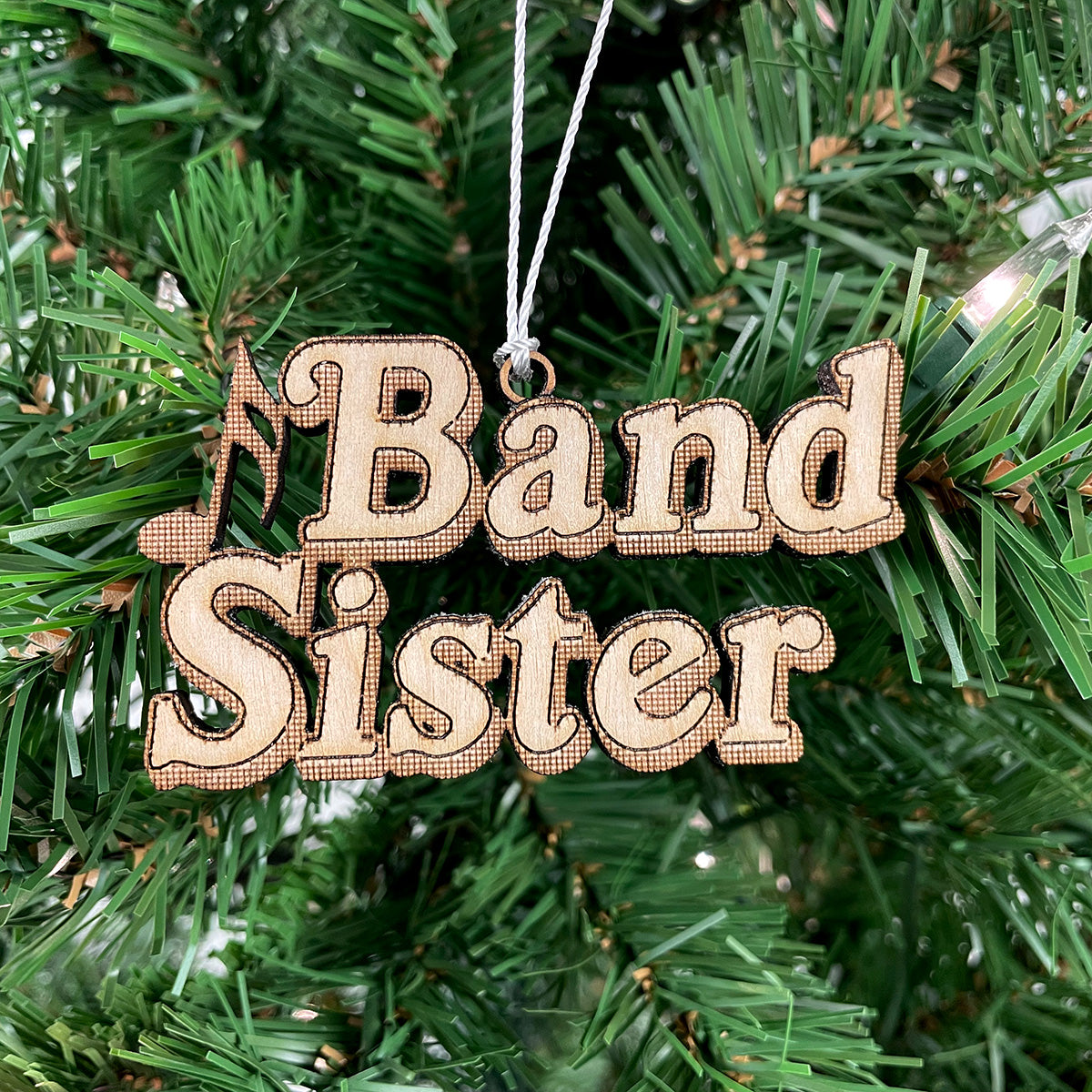 Band Sister Engraved Wood Ornament