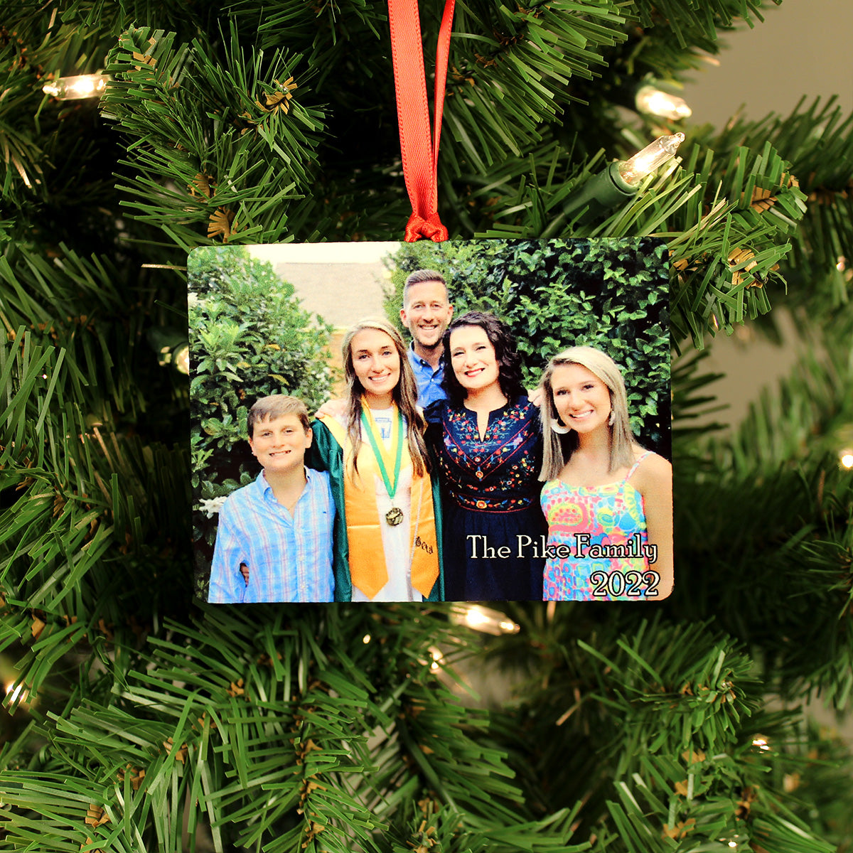 Personalized Photo Ornament on Hardboard (Large Rectangle - Horizontal 4"x3", 2-Sided)