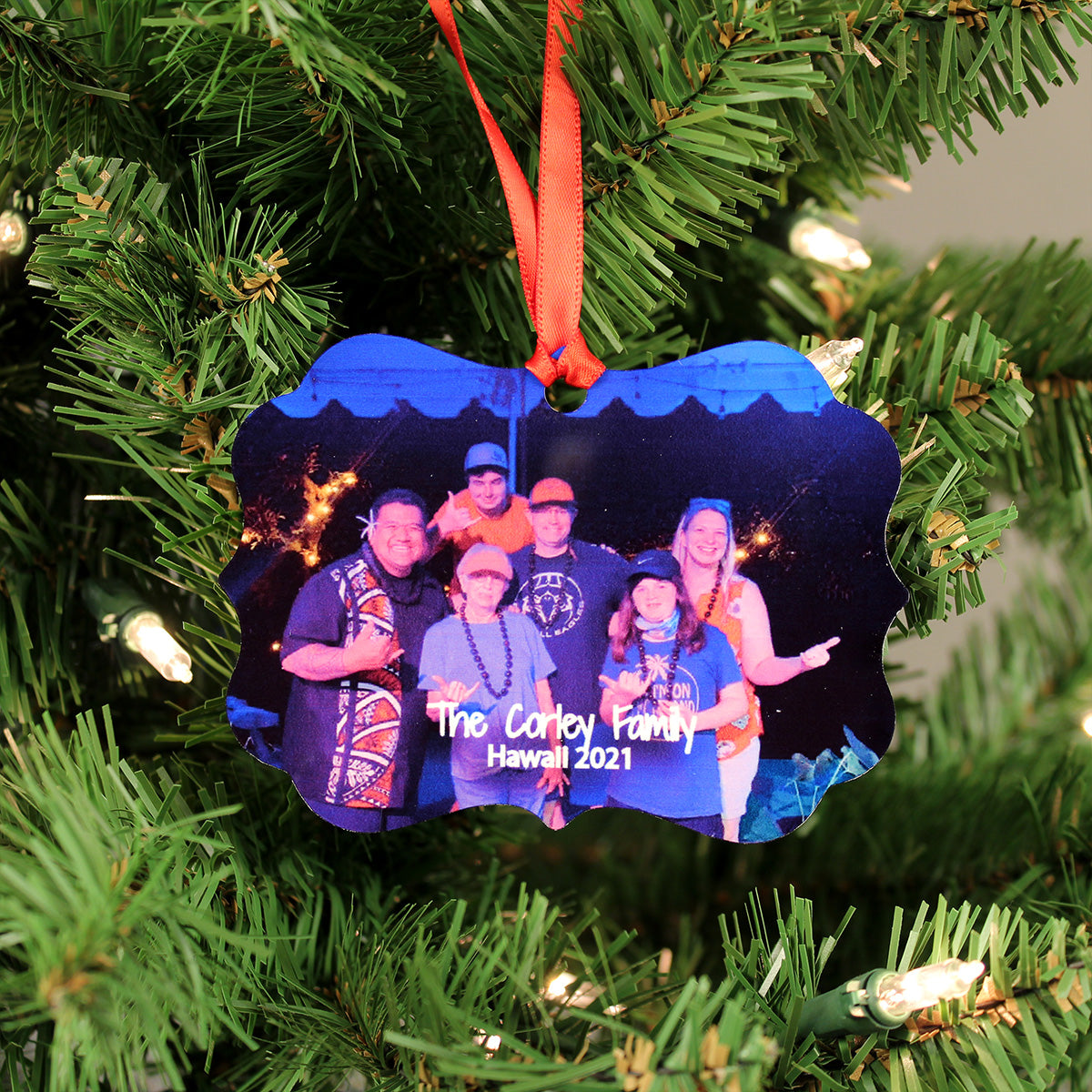 Personalized Photo Ornament on Metal (Benelux 4"x3", 2-Sided)