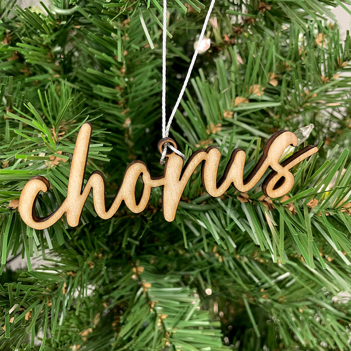 Chorus Word Engraved Wood Ornament