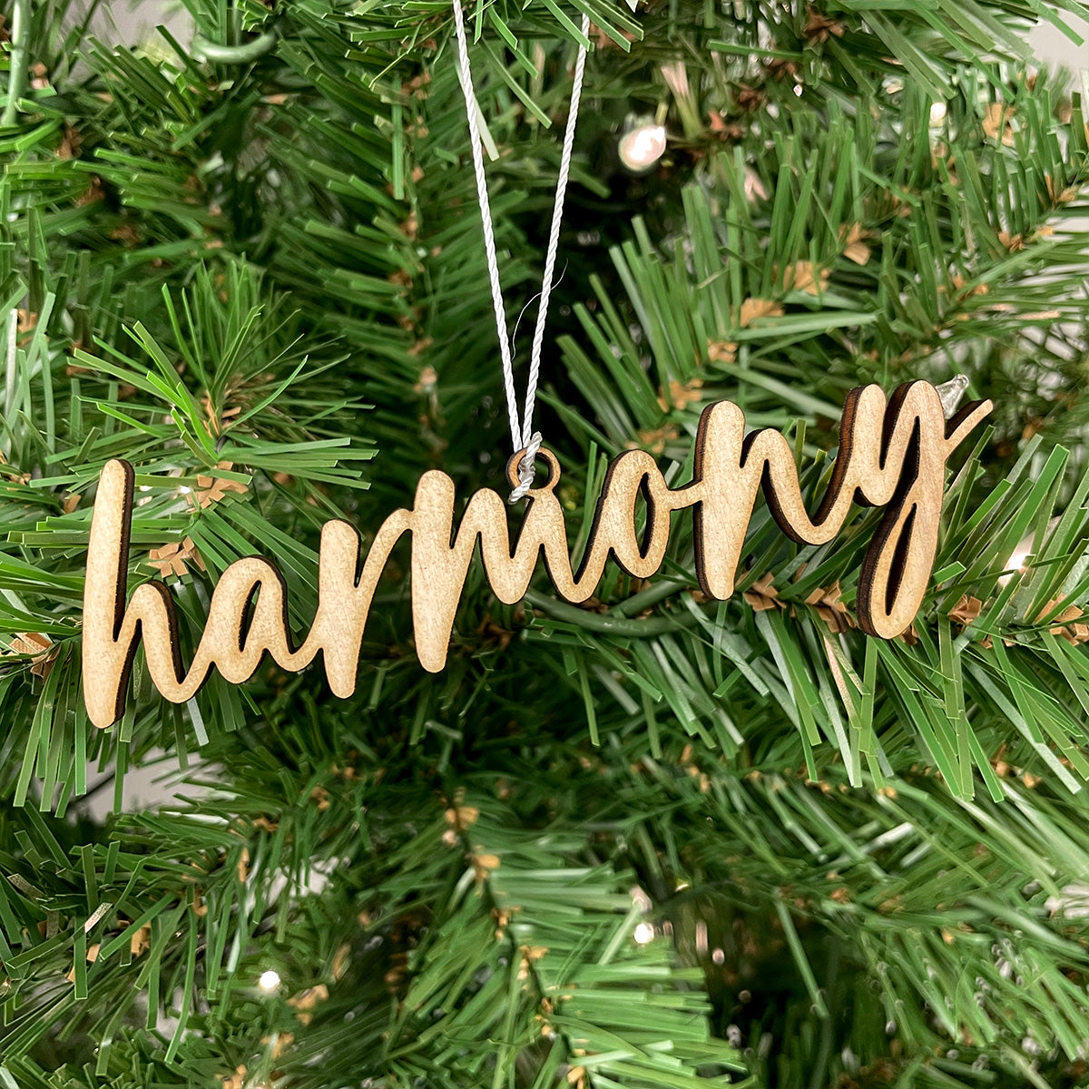 Harmony Word Engraved Wood Ornament