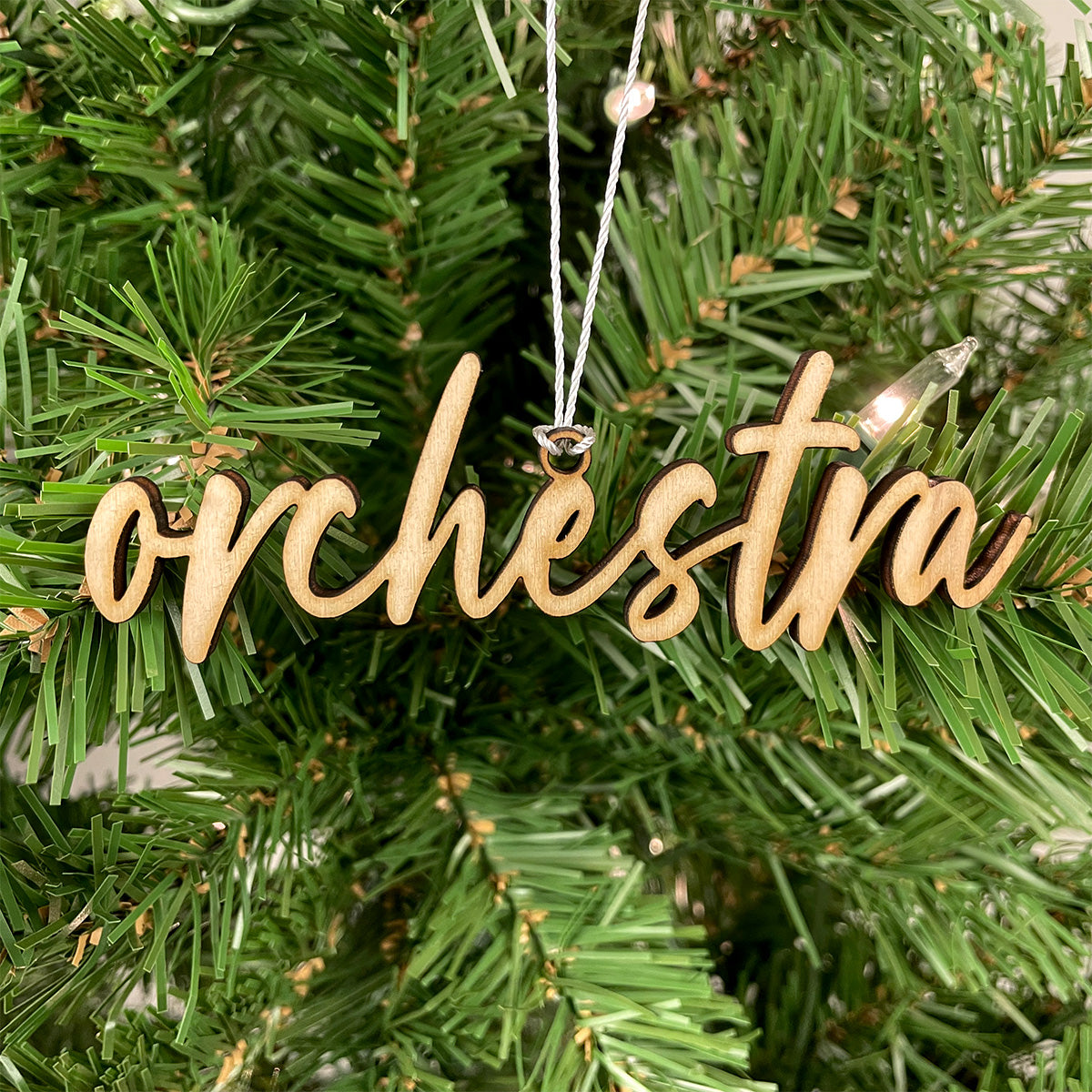 Orchestra Word Engraved Wood Ornament
