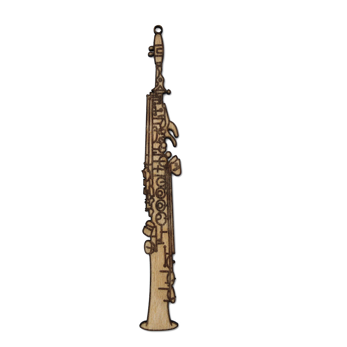 Saxophone (Soprano) Engraved Wood Ornament